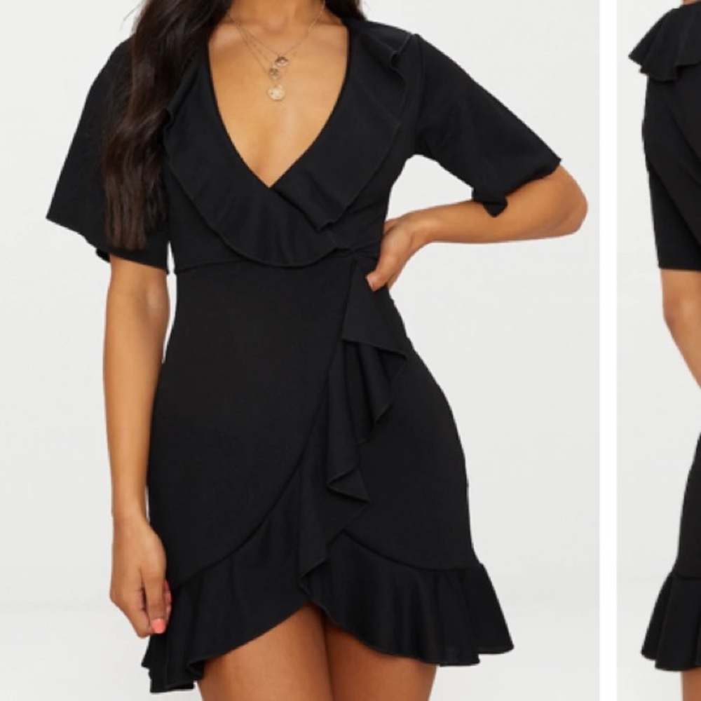Pretty Little Thing Black Wrap Dress